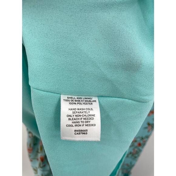 Chelsea28 Dress Womens Large Sleeveless Gathered Ruffle Turquoise Blue Floral - Picture 6 of 6